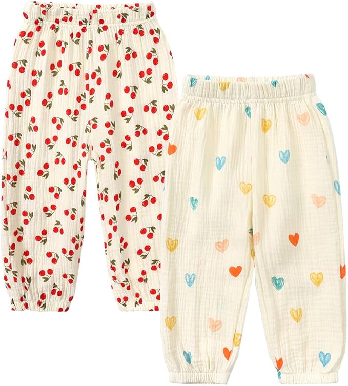 MYGBCPJS Baby Boys Girls Cotton Linen Trousers Kids Casual Ankle Pants Loose by MYGBCPJS