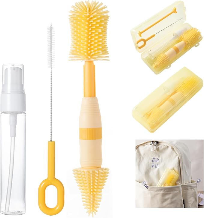 Travel Bottle Brush, 6-in-1 Portable Travel Bottle Cleaner Kit by AnivonaDirect