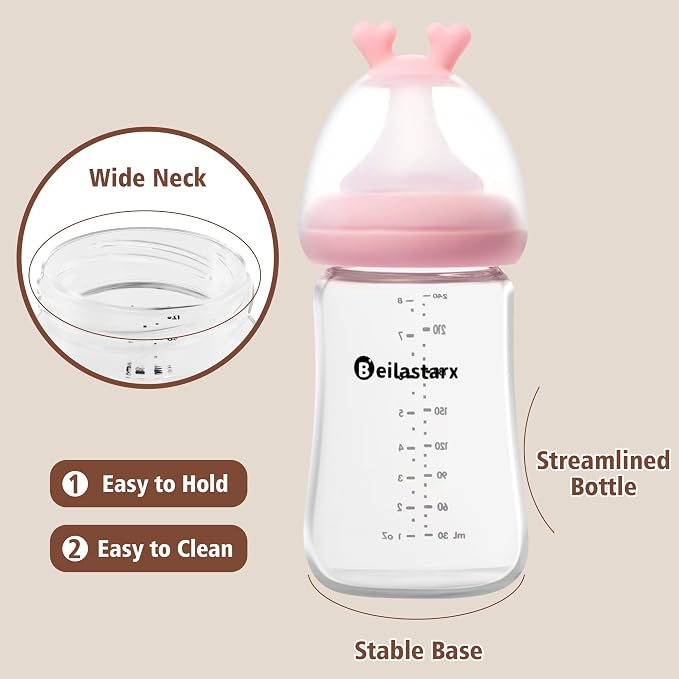 Glass Baby Bottles with Natural Response Nipple Size M - Image 4