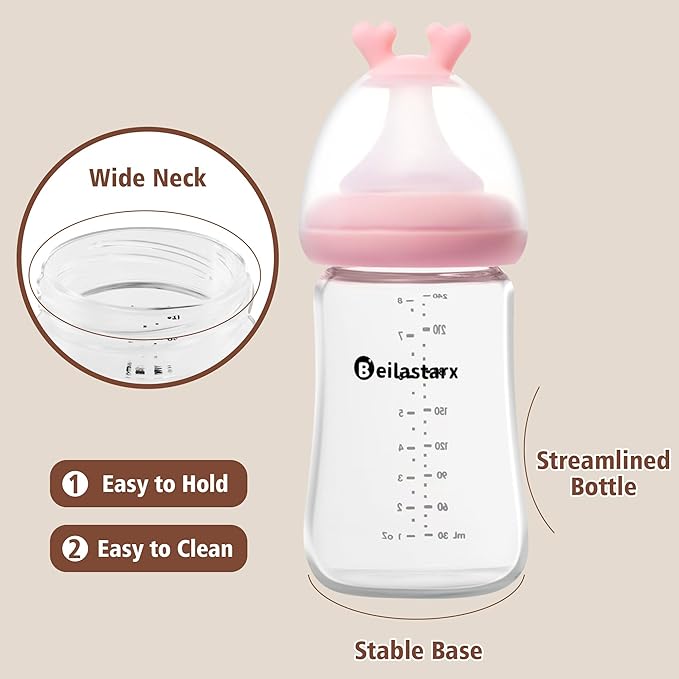 Glass Baby Bottles with Natural Response Nipple Size M - Image 4