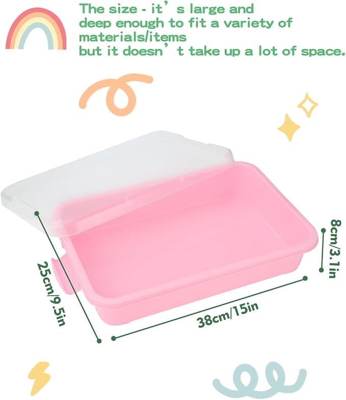 Sensory Bin Sand Tray with Lid for Toddlers 2 Pcs 15in Portable Sandbox Toy - Image 3