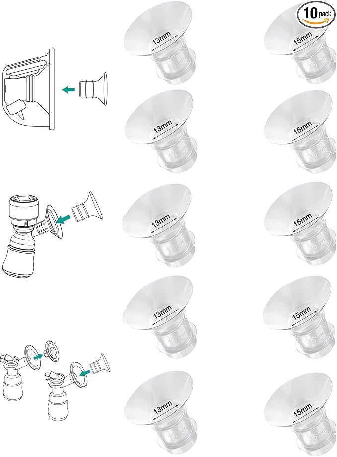 Flange Inserts 10PCS 13/15mm*5, 24mm Breast Pump Shields/Flanges Compatible by IVARONAL