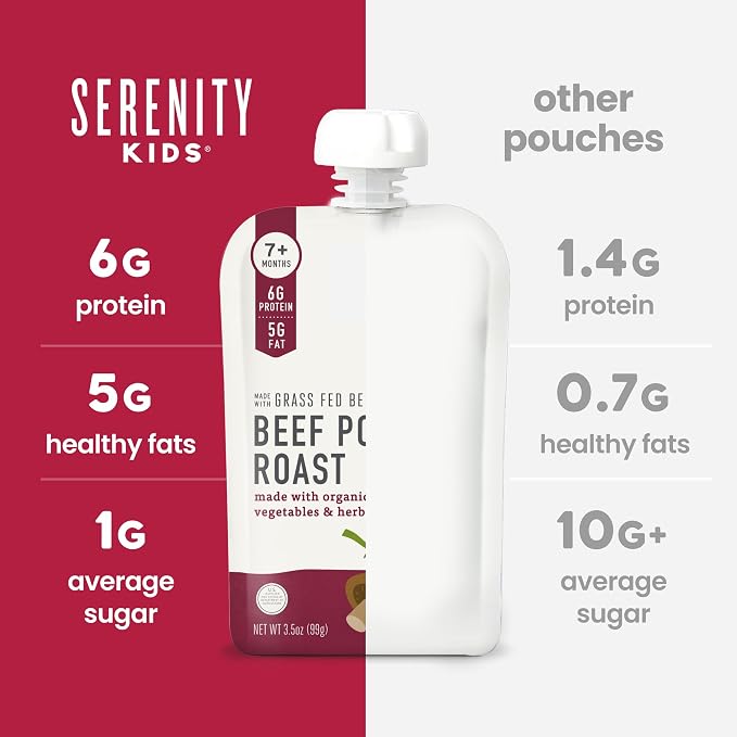 Serenity Kids 7+ Months Beef Pot Roast Bone Broth Puree Baby Food Pouches - Image 7