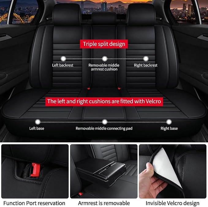 Leather Car Seat Covers for Toyota Corolla 2006-2024, Car Seat Covers Full Set - Image 4