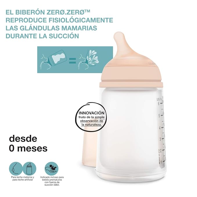 Suavinex Zero Zero Starter Set Small Anti Colic Baby Bottle, No 1 Spanish Baby - Image 4