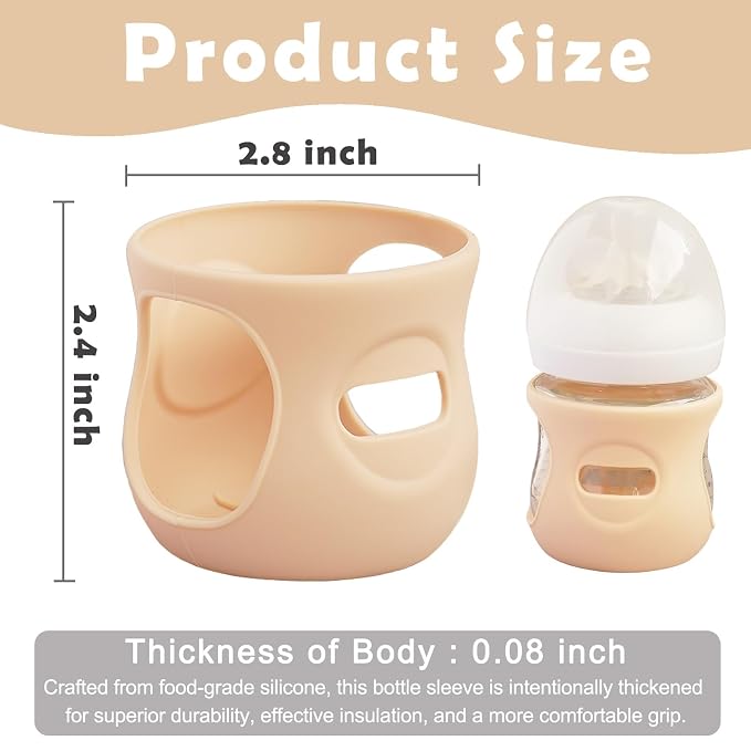 4 Pack Silicone Sleeves for Avent Natural Glass Baby Bottles, Anti Breakage - Image 2