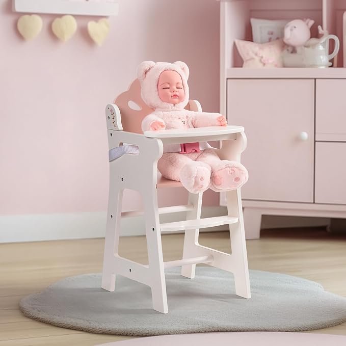 ROBOTIME Baby Doll High Chair, Pretend Play High Chair - Image 7