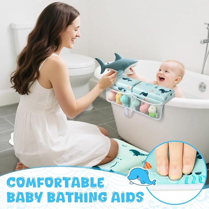 SKEFOLI Baby Bath Kneeler and Elbow Rest Pad Set, 1.5" Thick Baby Bath Kneeler - Image 2