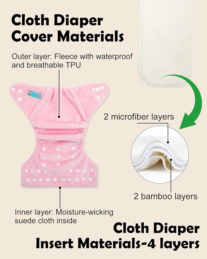 ALVABABY 6 Pack Baby Cloth Diapers Warm - Image 2
