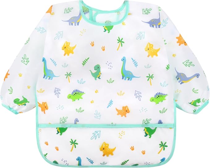 Accmor 5 Pack Long Sleeve Bibs, Baby Smock Waterproof Sleeved Bib Smock - Image 8