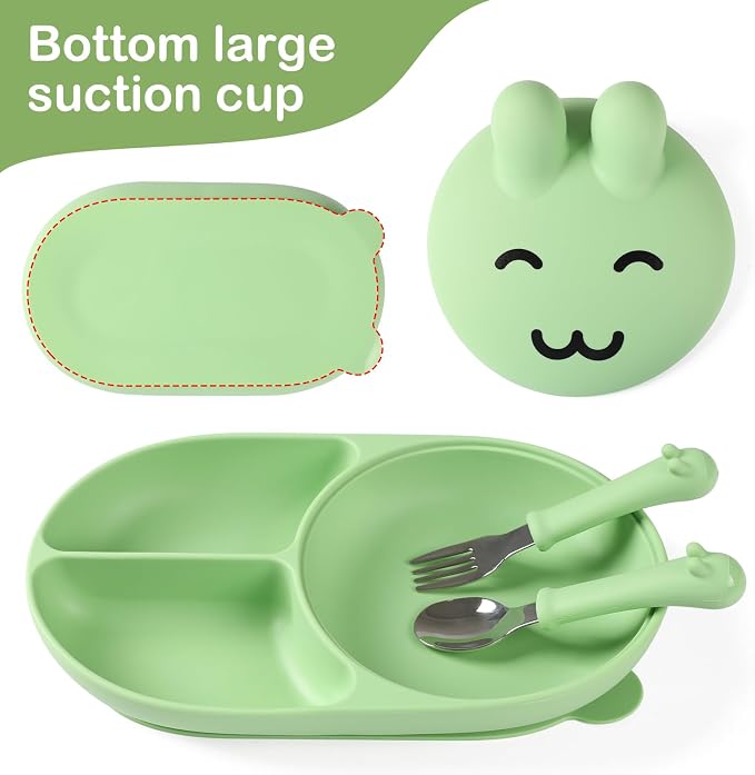 Silicone Baby Plate, Self-feeding of infants after weaning, 100% Food Grade - Image 3
