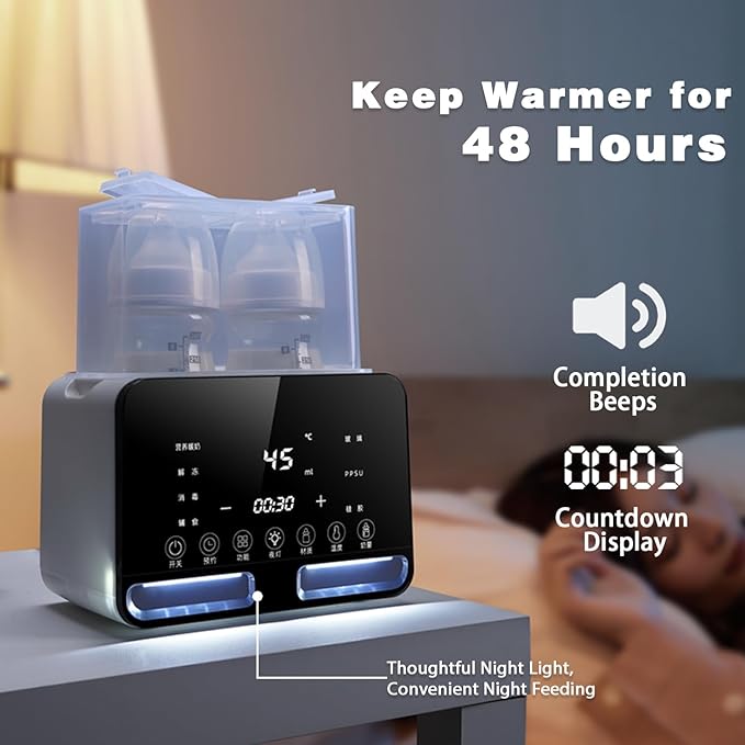 Double Bottle Warmer and Steri-lizer, 8-in-1 Fast Baby Milk Warmer - Image 6