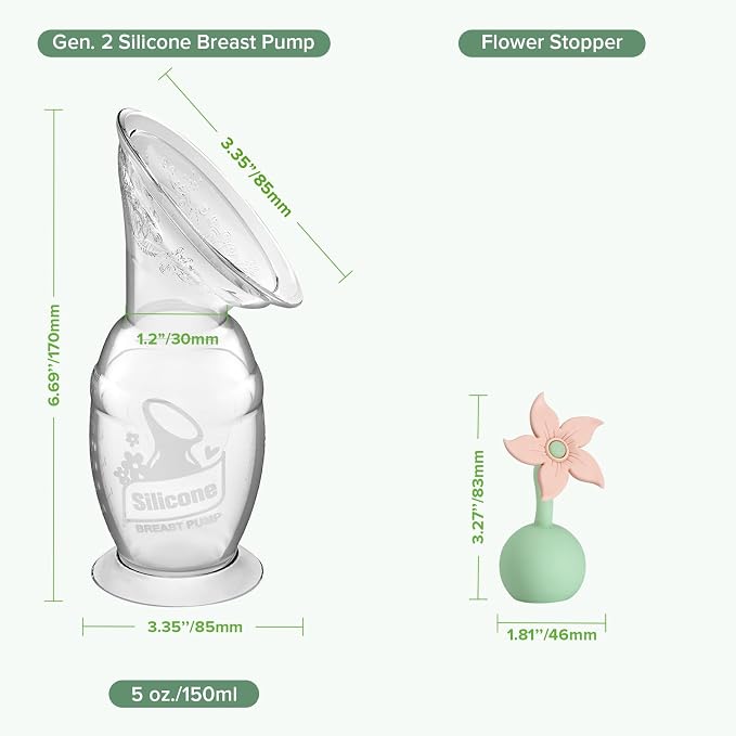 haakaa Manual Breast Pump with Flower Stopper Set, Gen.2 Silicone Hand Pump - Image 8
