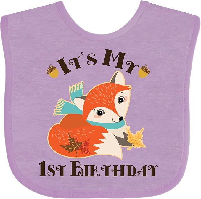 inktastic 1st Birthday Woodland Fox Baby Bib by Inktastic