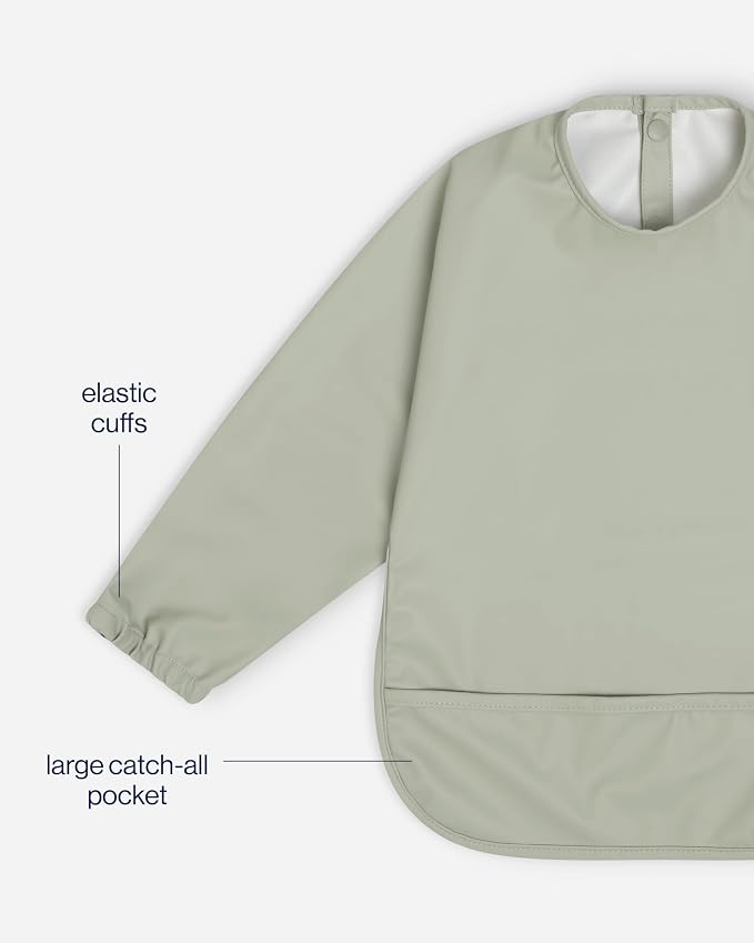 Lalo Long Sleeve Baby Bib, Waterproof, Elastic Cuffs, Large Catch-All Pocket - Image 5