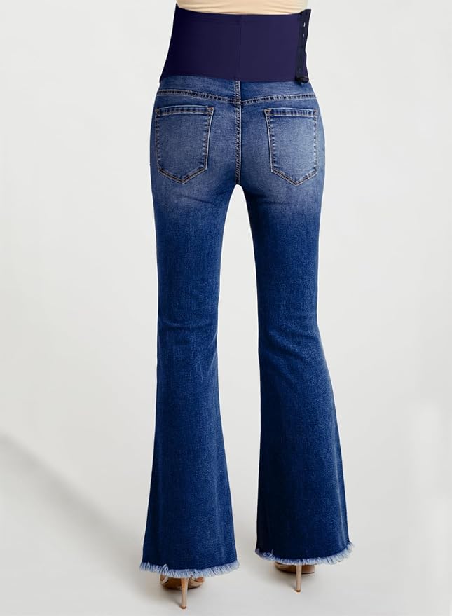 BLENCOT Maternity Jeans for Women Over Belly Pregnancy Pants Comfy Pregnant - Image 4