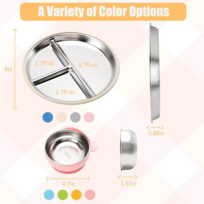 Stainless Steel Baby Plate and Bowls - Image 2