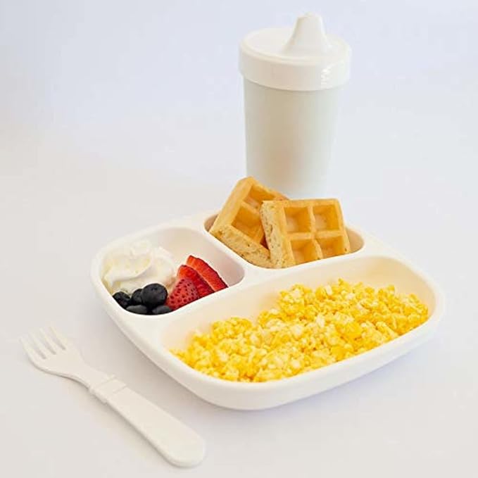 Re-play 3x3 Divided Toddler Plates and Utensils Set - Image 6