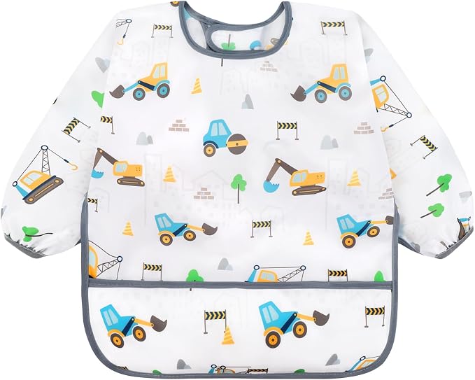 Accmor 5 Pack Long Sleeve Bibs, Baby Smock Waterproof Sleeved Bib Smock - Image 9