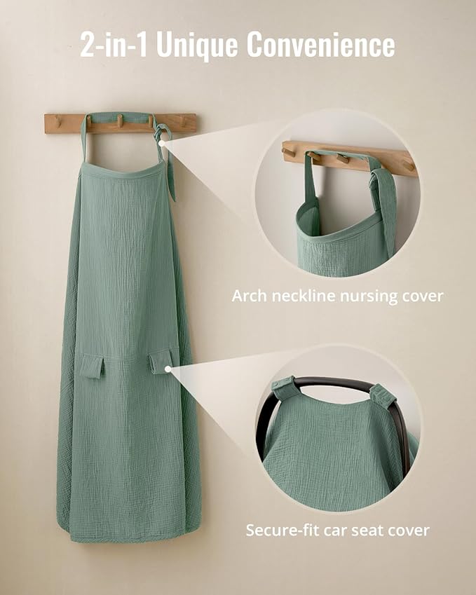 Blissful Diary 2-in-1 Muslin Baby Car Seat Cover, Breathable Infant Car Seat - Image 3