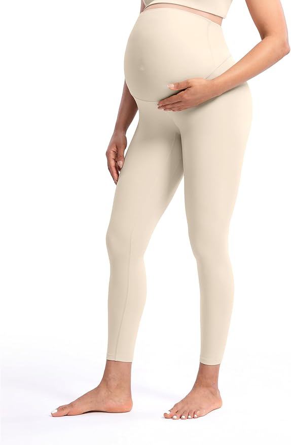 POSHDIVAH Women's Creamluxe Maternity Leggings 25"/28" Over The Belly Pregnancy by Poshdivah