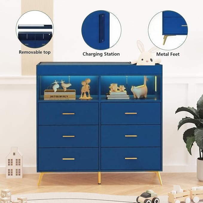 Changing Table Dresser with Drawers, Baby Dresser with Changing Table Top - Image 7