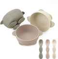 PandaEar 3 Pack Silicone Suction Baby Bowls & 3 Baby Feeding Spoons | Non-Slip by PandaEar