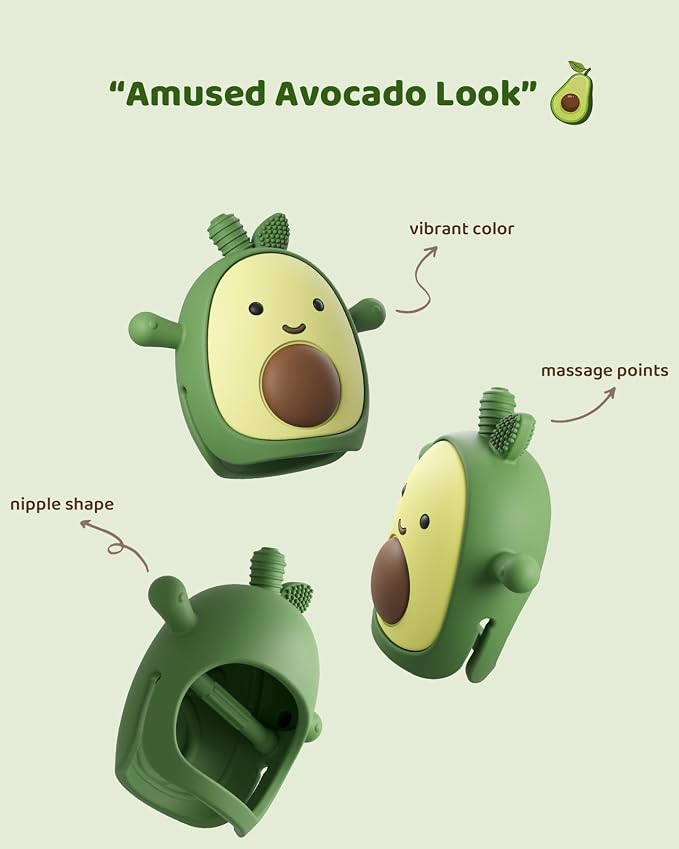 Baby Teething Toy Silicone Avocado Teething Mitten - Image 7