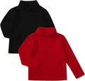 DEFAHN 2 Pack Toddler Unisex Solid Turtleneck T-Shirt Long Sleeve Ribbed by DEFAHN