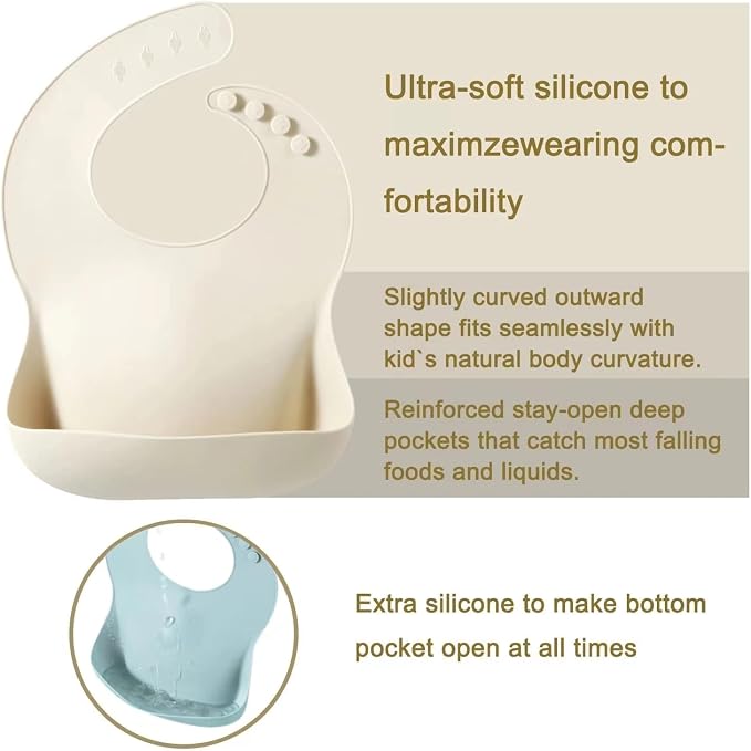 PandaEar Silicone Baby Bibs Set of 3 - Image 7