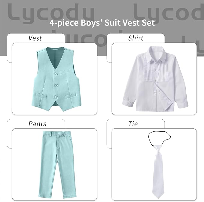 Boys Vest Set Formal Dress Suits Wedding Outfit Dresswear - Image 2