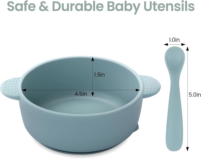 Baby Bowls with Suction and Baby Spoons Set of 3, Silicone Stay Put Bowls and - Image 2