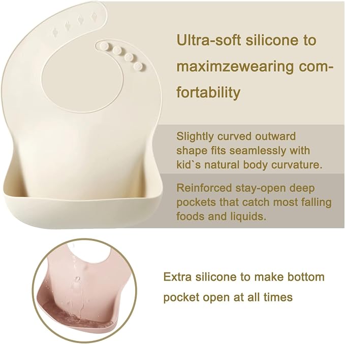 PandaEar 2 Pack Silicone Baby Bibs - Image 2