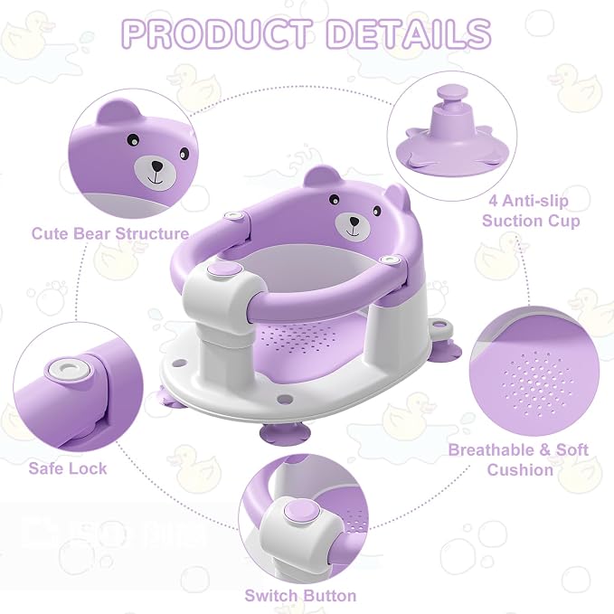 Baby Bath Seat for Babies 6 Months & up, Non-Slip Toddler Bath Seats for Babies - Image 3