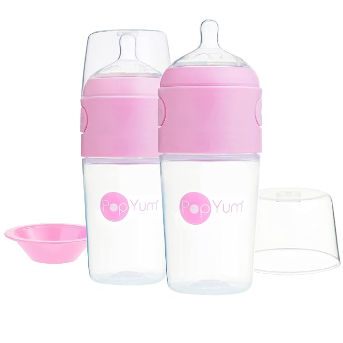 PopYum 9 oz Pink Anti-Colic Formula Making/Mixing/Dispenser Baby Bottles - Image 8