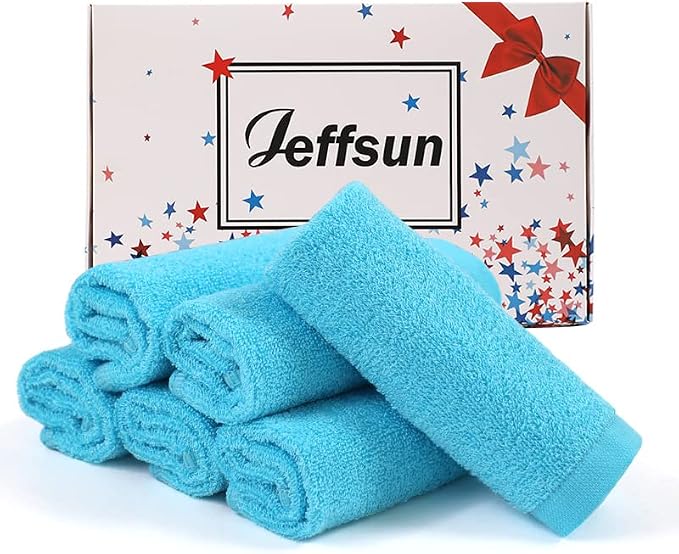 JEFFSUN Baby Washcloths 6 Pack, 10x10 inch Heavenly Soft Blue Wash Cloths by Jeffsun