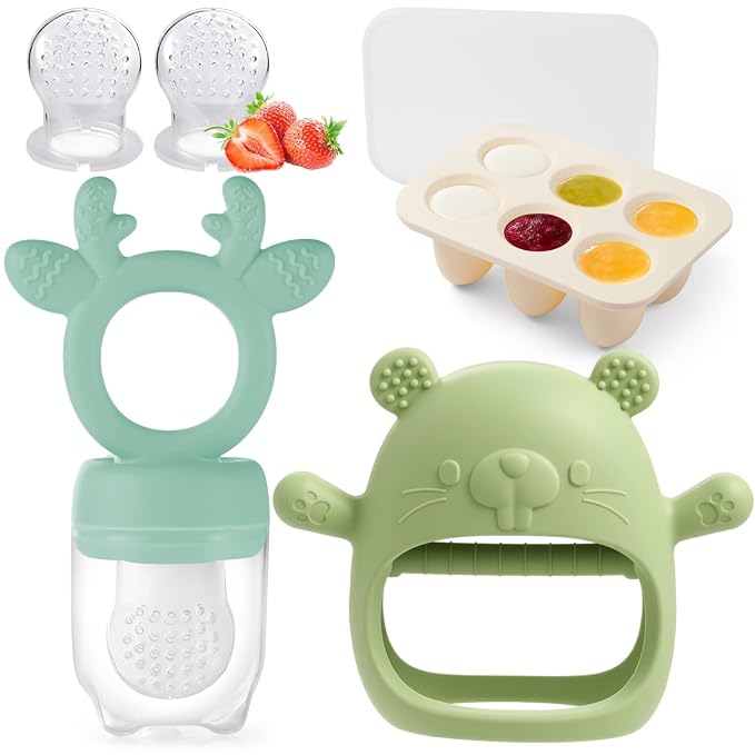 Baby Fruit Feeder with Popsicle Mold Cute Teething Toys Silicone Teethers by Powerwan