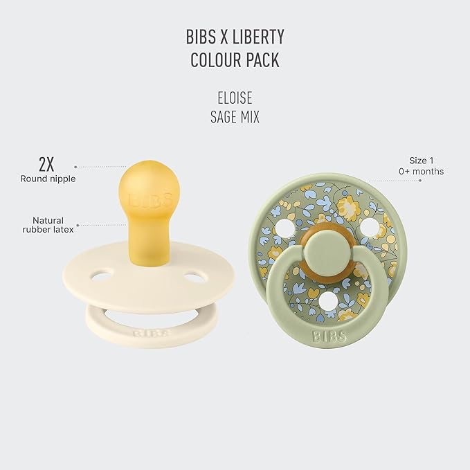 BIBS Colour Liberty Soother 2-Pack, BPA Free Dummy Pacifier, Round Nipple. - Image 2
