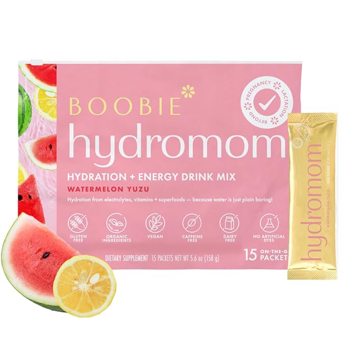 Boobie Hydromom Superfood Electrolyte Drink Mix, Watermelon Yuzu | Refreshing by Boobie