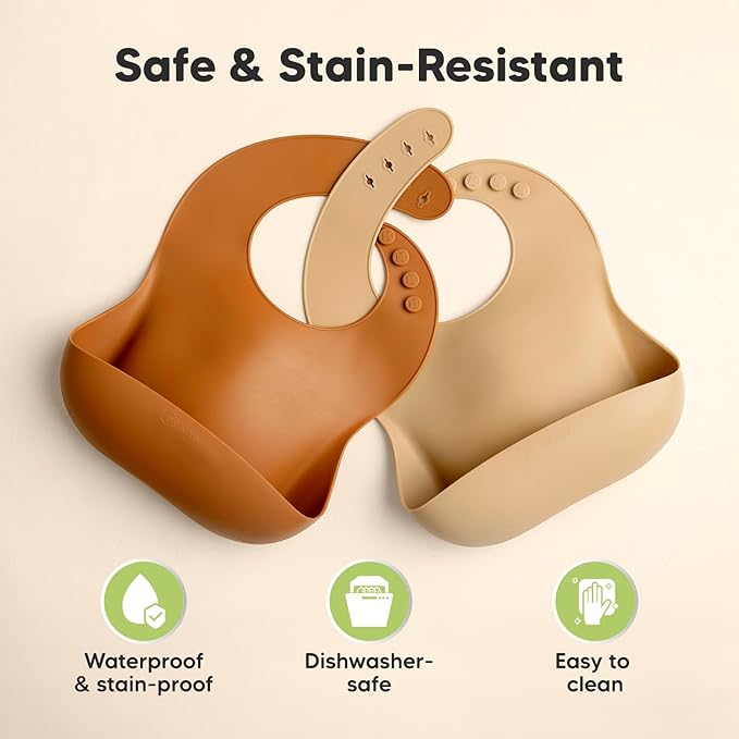 KeaBabies 2-Pack Silicone Baby Bibs - Image 6