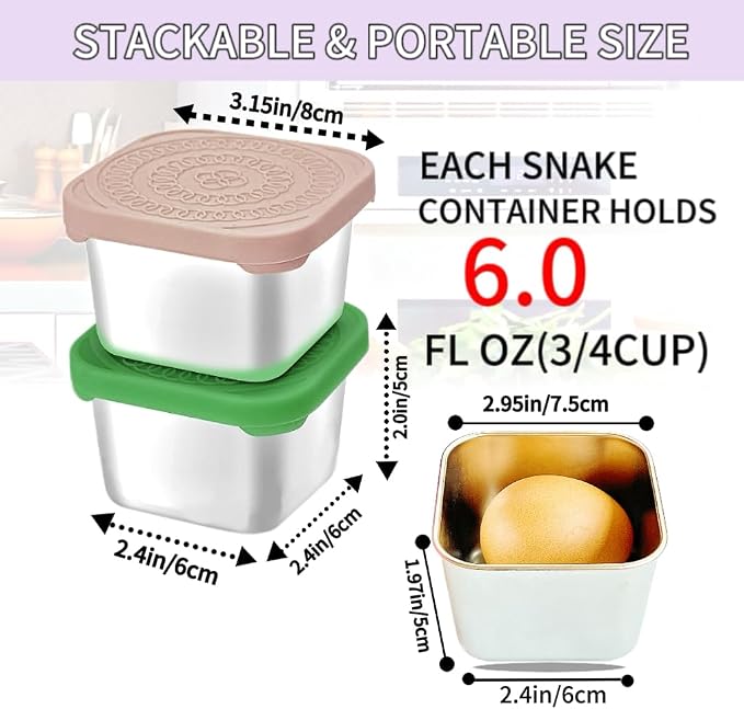 6Pack Stainless Steel Snack Containers - Image 2