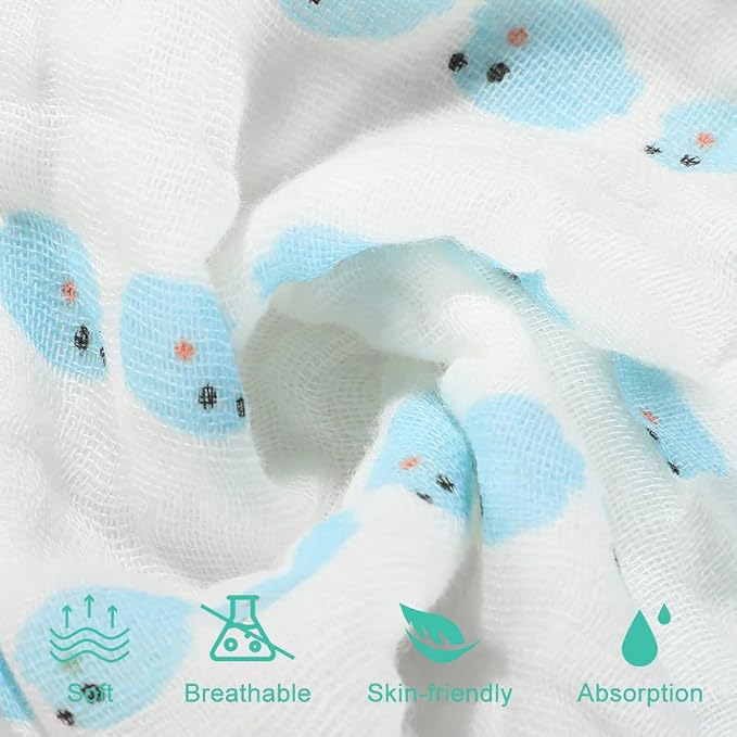 Yoofoss Muslin Baby Washcloths 100% Organic Cotton Face Towels 10 Pack Wash - Image 2