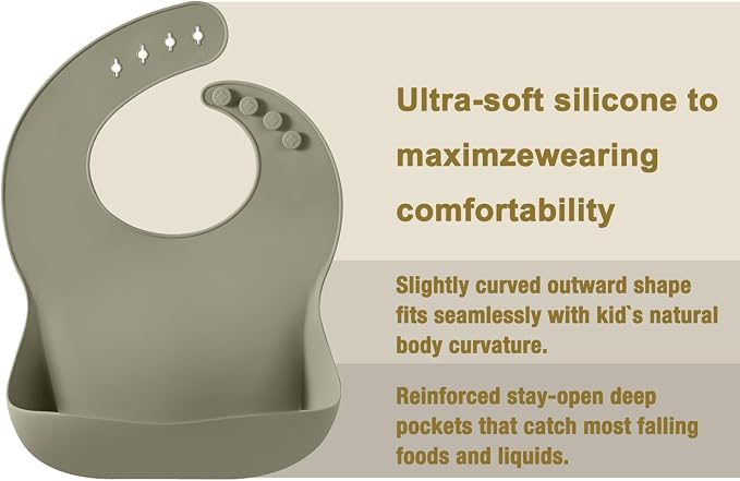 PandaEar 3 Pack Silicone Bibs for Babies - Image 5