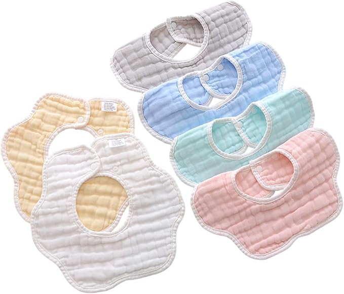 Muslin Baby Bibs for Drooling and Teething Newborn Drool Bibs for Baby Girl Boy by DOSMINE