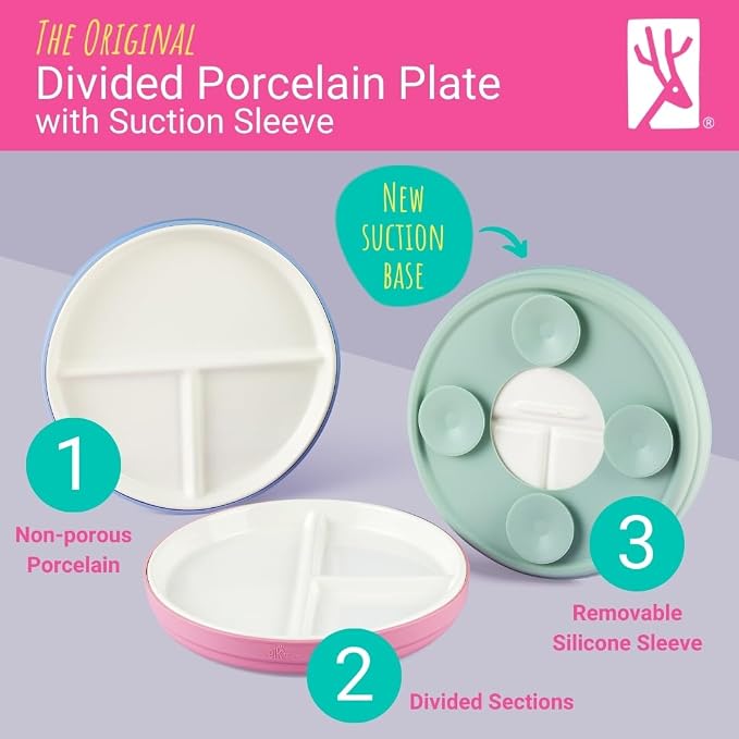 Elk and Friends Kids 7.8” Porcelain Divided Plates - Image 2