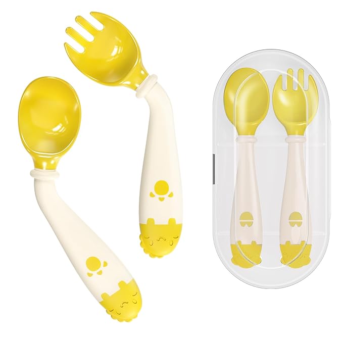 Deejoy Toddler Utensils, Self-feeding Flatware Set withTravel Case, Baby Spoons by Deejoy
