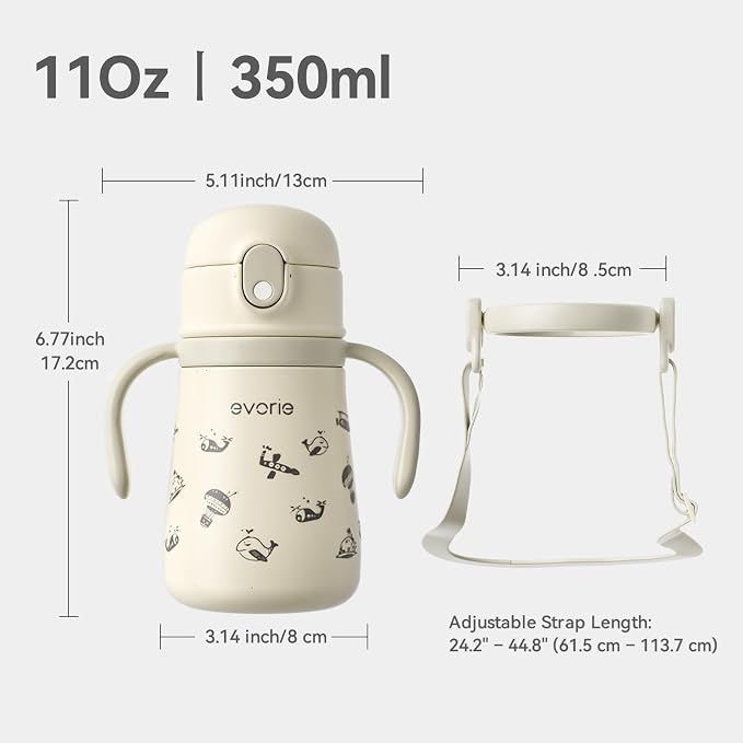 Evorie Leak Proof Vacuum Insulated Water Bottle, 316L Stainless Steel Sippy Cup - Image 9