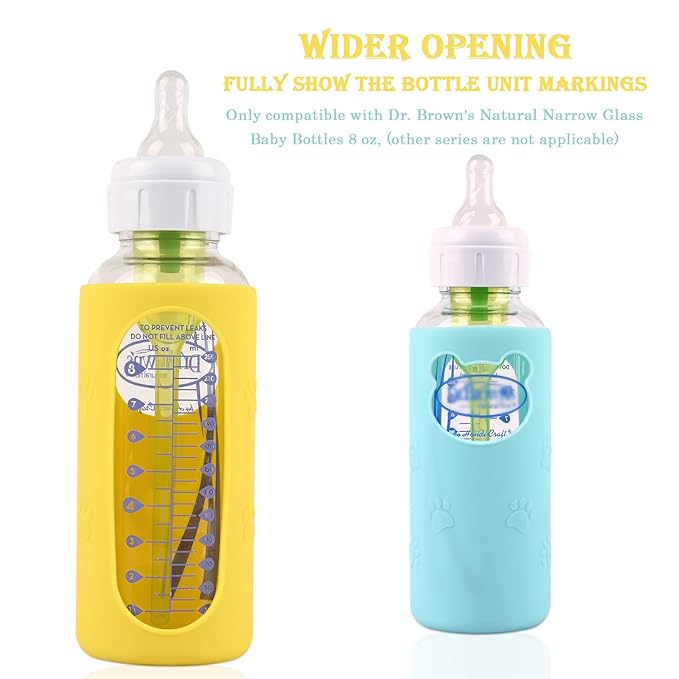 4 Pack Silicone Sleeves for Dr Brown's Glass Baby Bottles, Anti Breakage Baby - Image 4