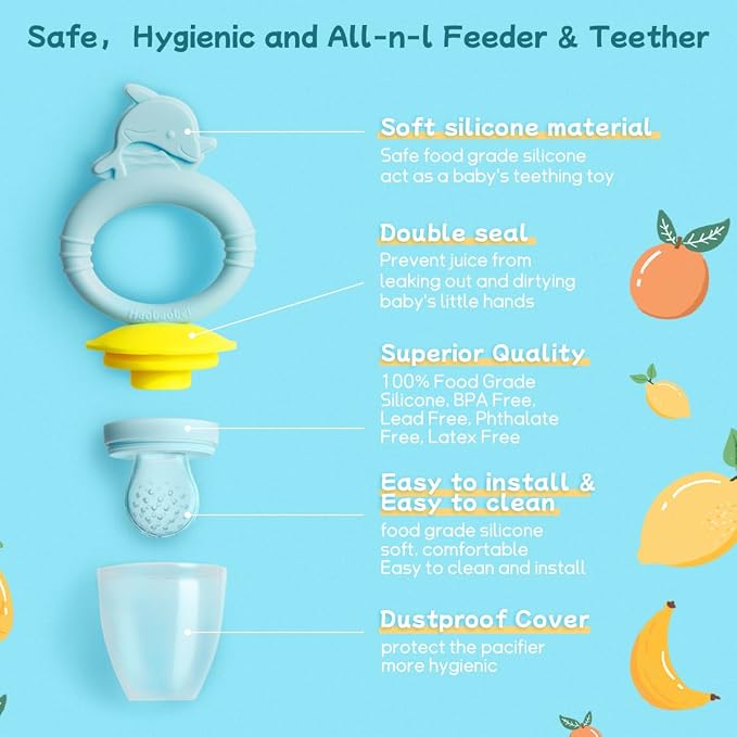 Baby Solids/Frozen Fruit Feeder Pacifier, Infant Teether Toy 4M+, BPA-Free - Image 2