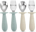 PandaEar 4 Set Baby Toddler Silicone Stainless Steel Utensils Silverware Spoon by PandaEar